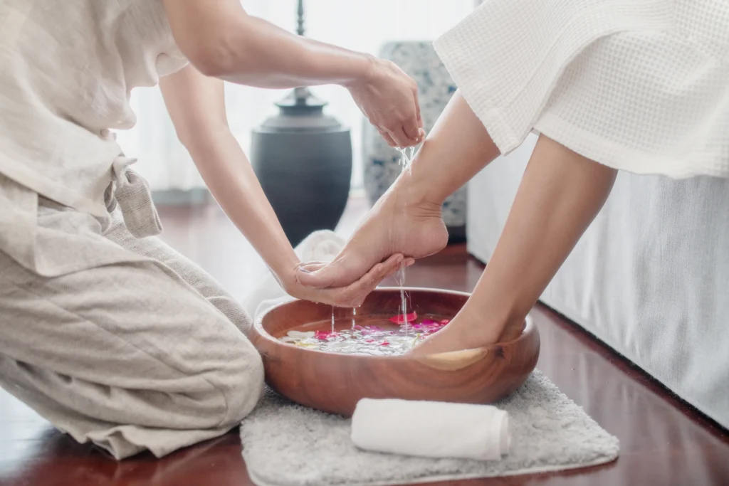 Foot ritual at Souphattra Spa