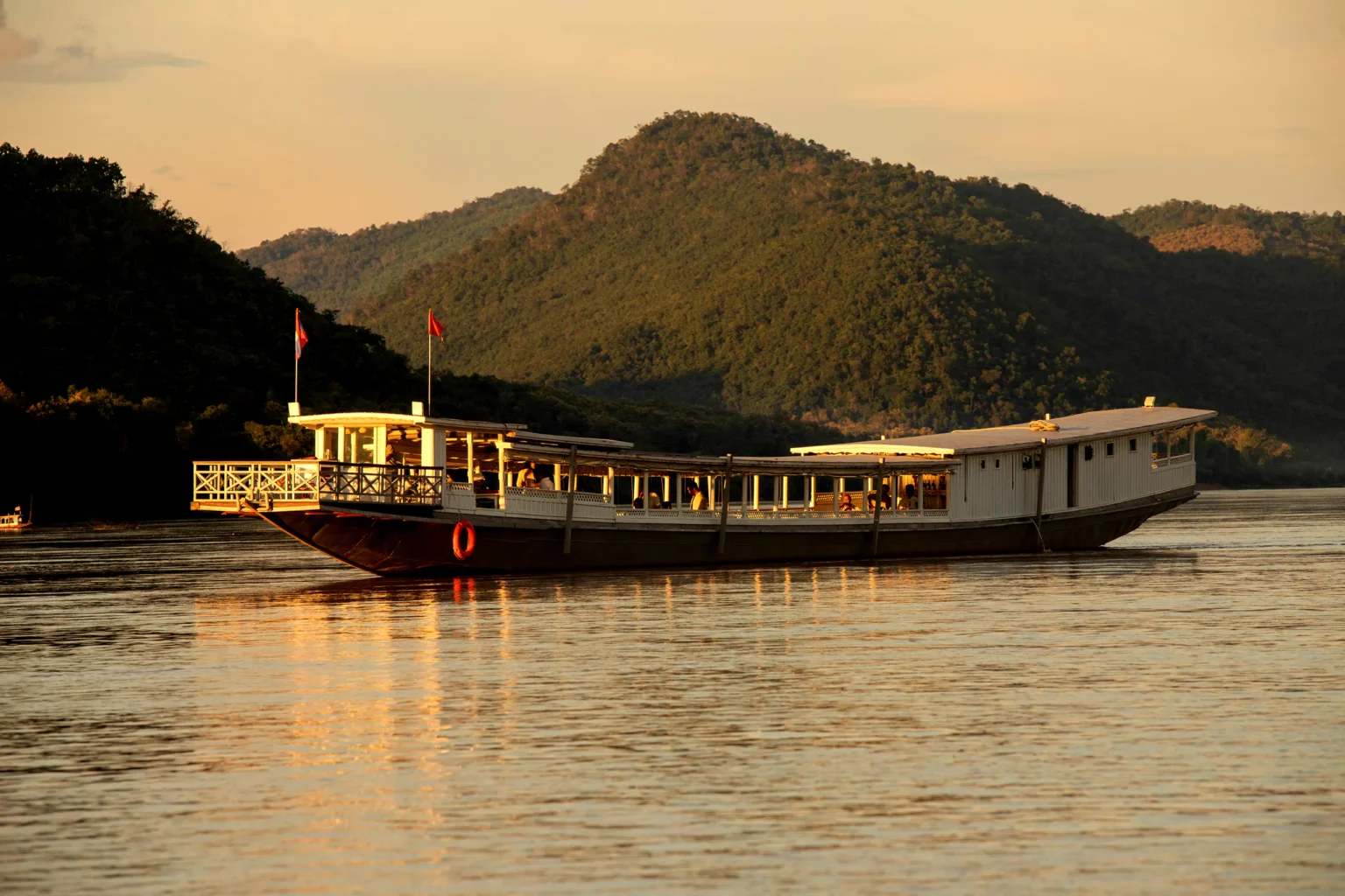 The Continental Cruise on the Mekong River at sunset